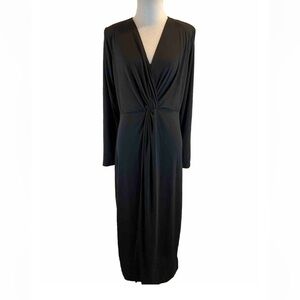 H&M Black Long Sleeve Twist MIDI Dress